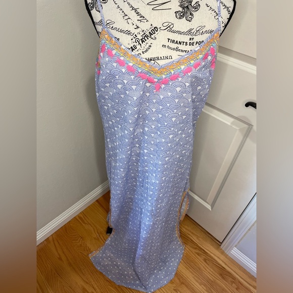 Tori Richard Cotton Dress with Double leg Slit and Built in Short Slip Large - Picture 1 of 13